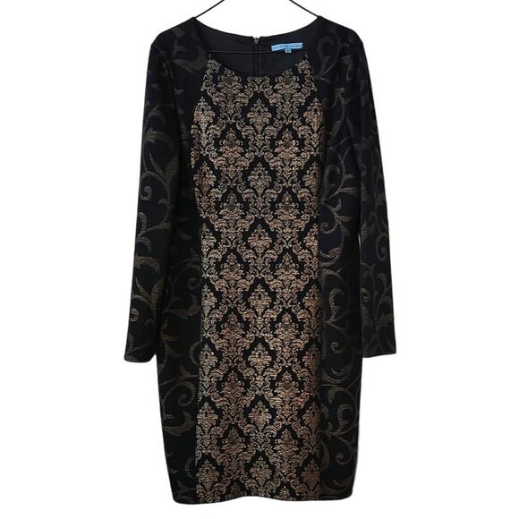 Antonio Melani Dress Sz 14 Embroidered Back Zip Inner Lined Sheath Black - Picture 1 of 4